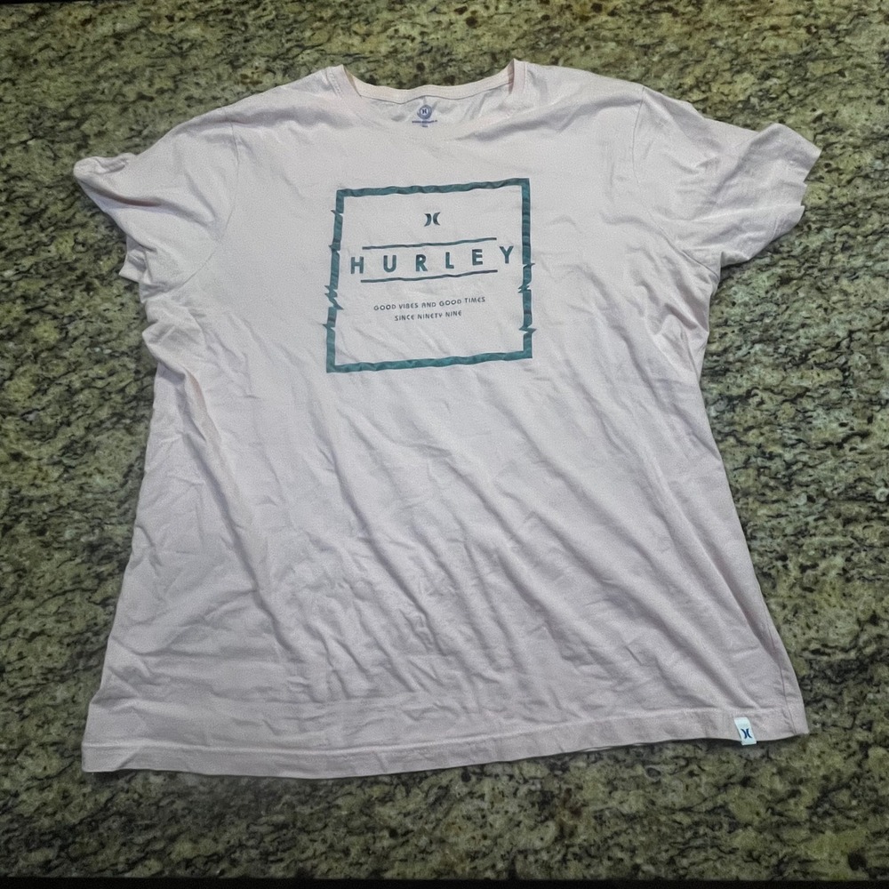 Hurley‎ Mens XXL Pink Short Sleeve Graphic T-Shirt Good Vibes Good Times Cotton